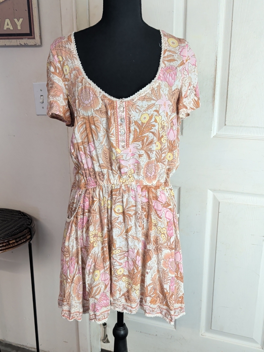 Spell & the Gypsy Jungle Mini Dress in Cream Women XL
